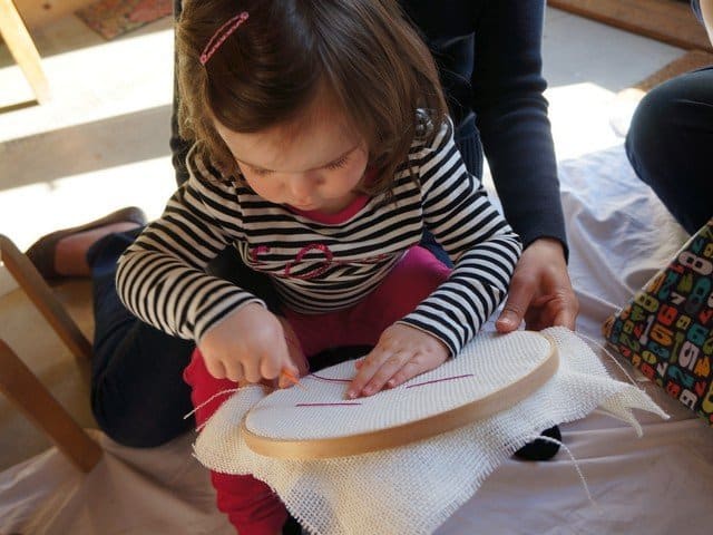 children sewing