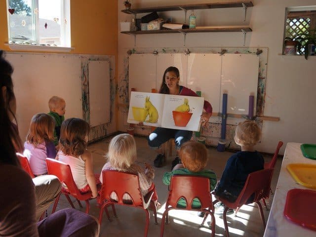reading book about color to kids